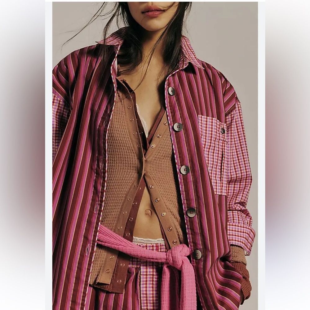 NWT Intimately Free People Milk + Cookies Shirt in Candy Cane Combo Sz. Small